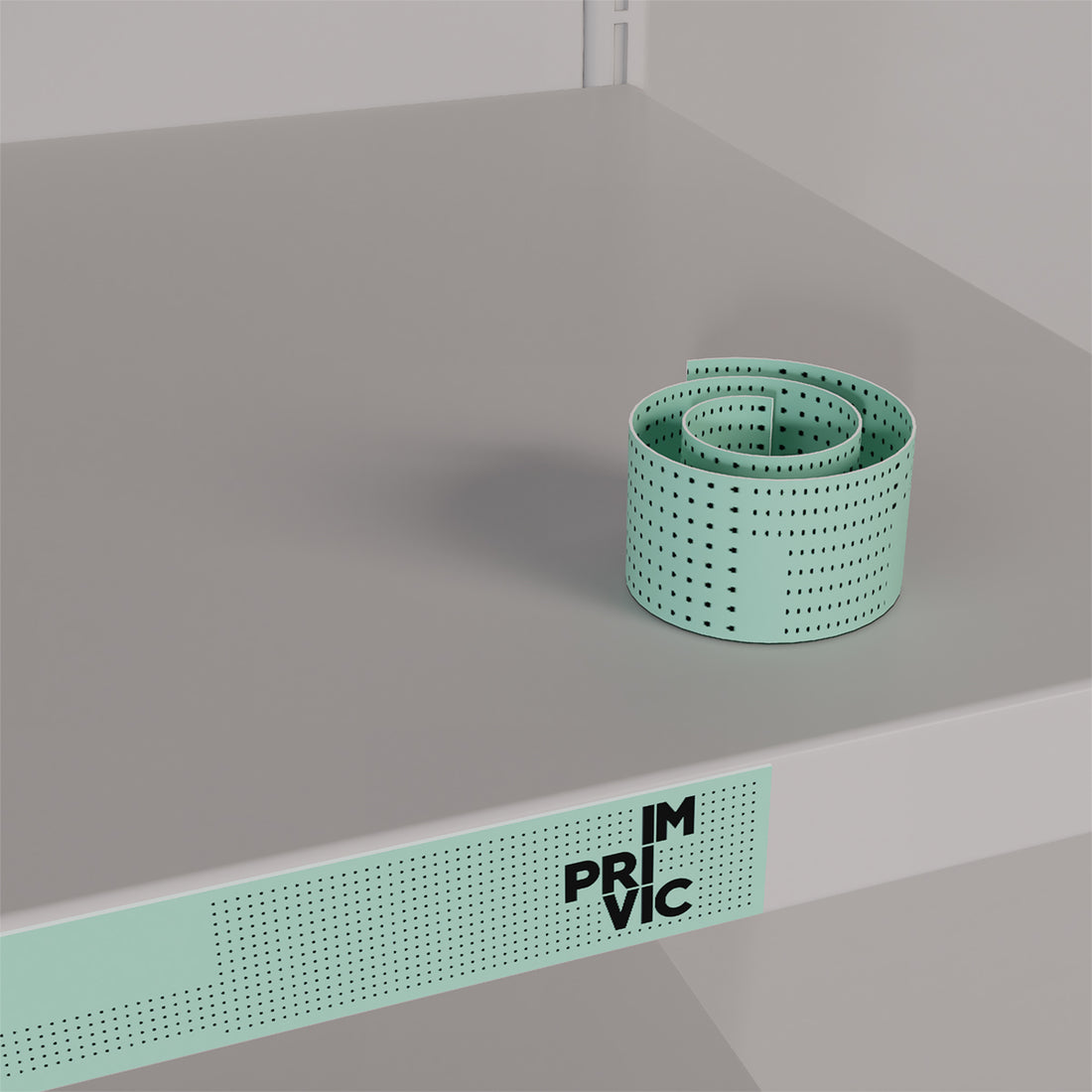 Tira lineal de PLV con publicidad impresa, fácil de colocar en estanterías para destacar productos.