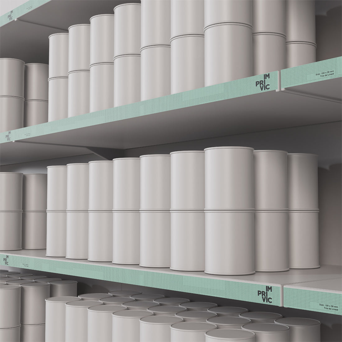 Tira lineal de PLV con publicidad impresa, fácil de colocar en estanterías para destacar productos.