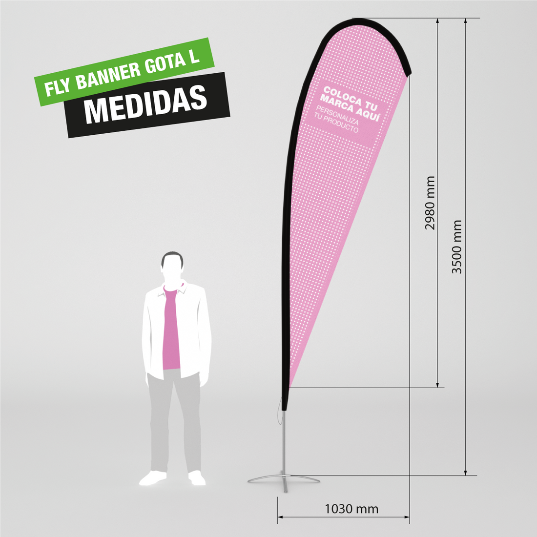 Banderola tipo fly banner en forma de gota, tamaño L.