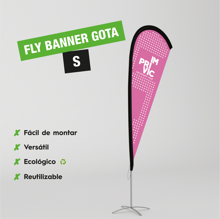 Fly Banner tipo gota tamaño S para publicidad exterior.