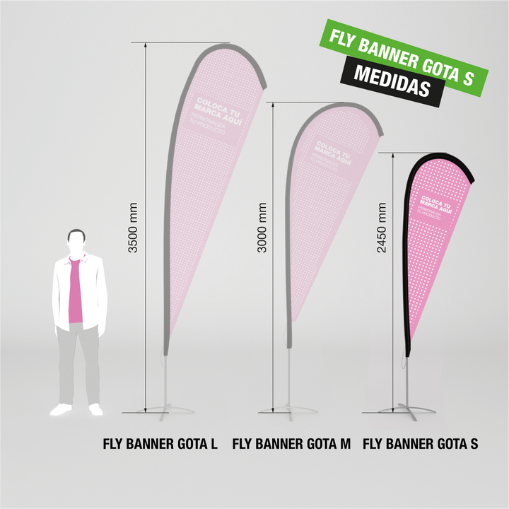 Fly Banner tipo gota tamaño S para publicidad exterior.