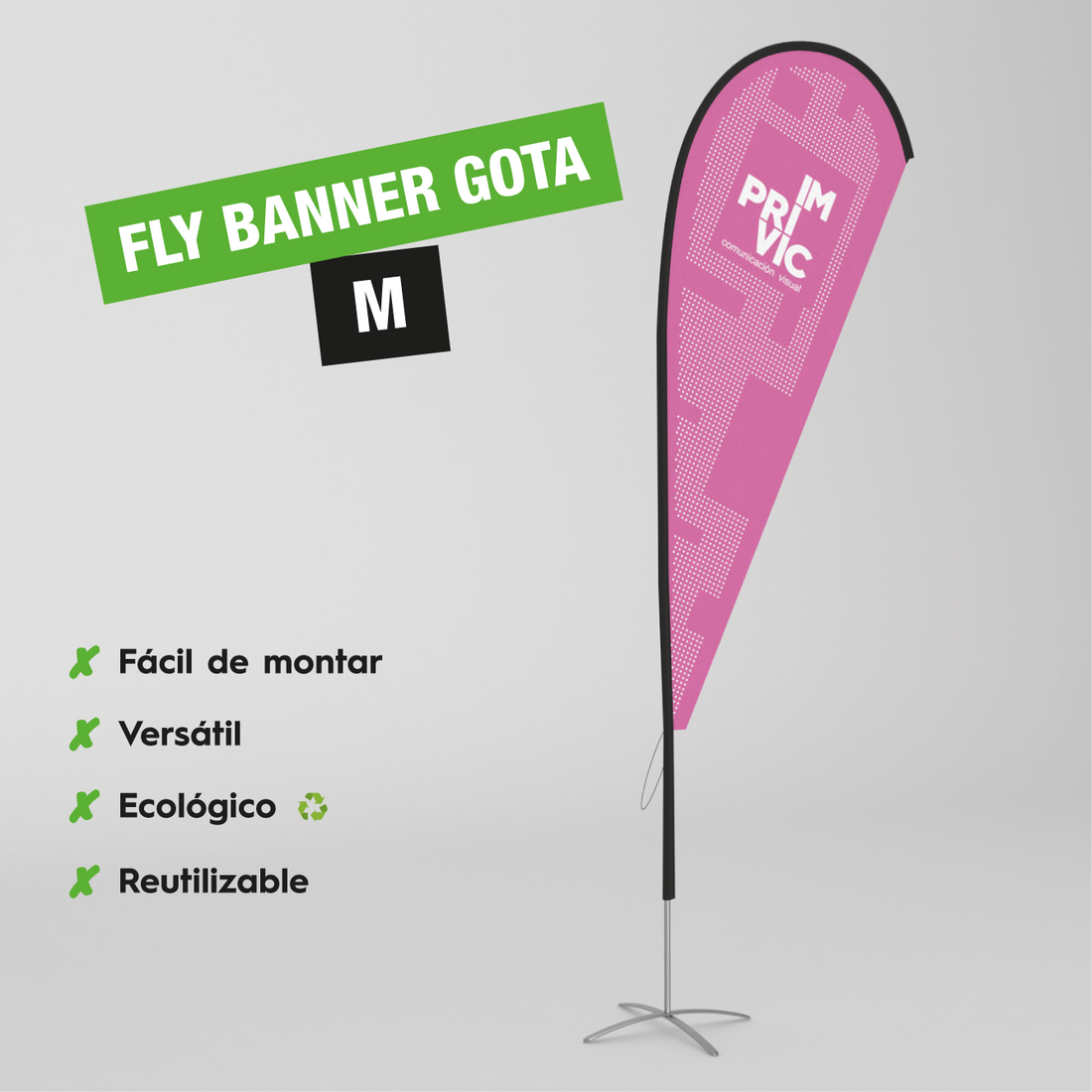 Banderola tipo fly banner con forma de gota, tamaño M.