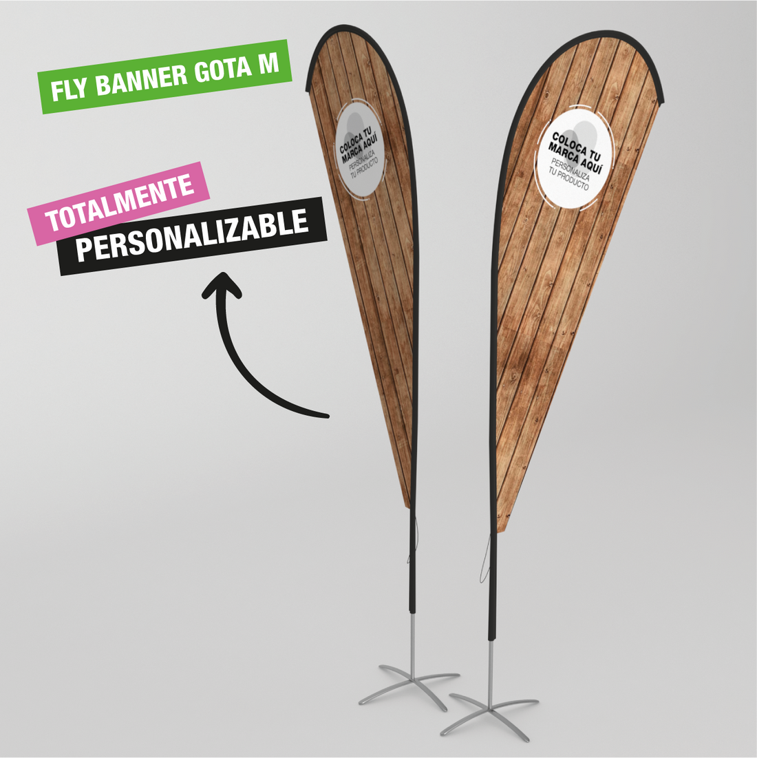 Banderola tipo fly banner con forma de gota, tamaño M.