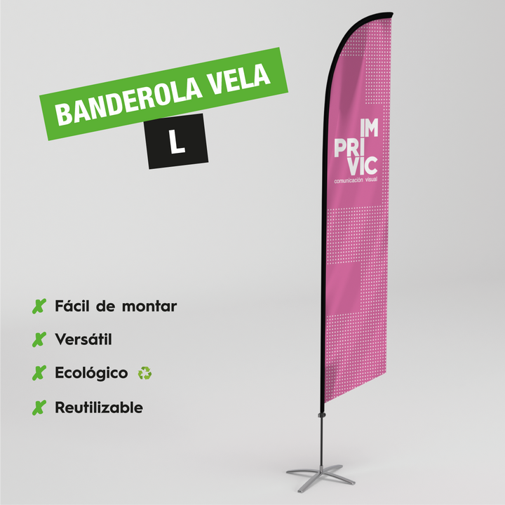 Fly Banner tipo vela para publicidad exterior tamaño L.
