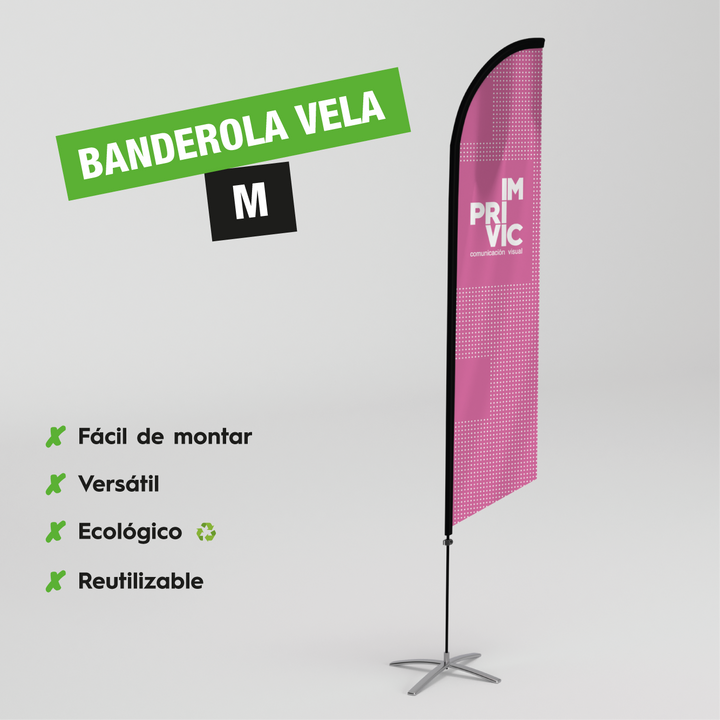 Fly Banner tipo vela para publicidad exterior tamano M.