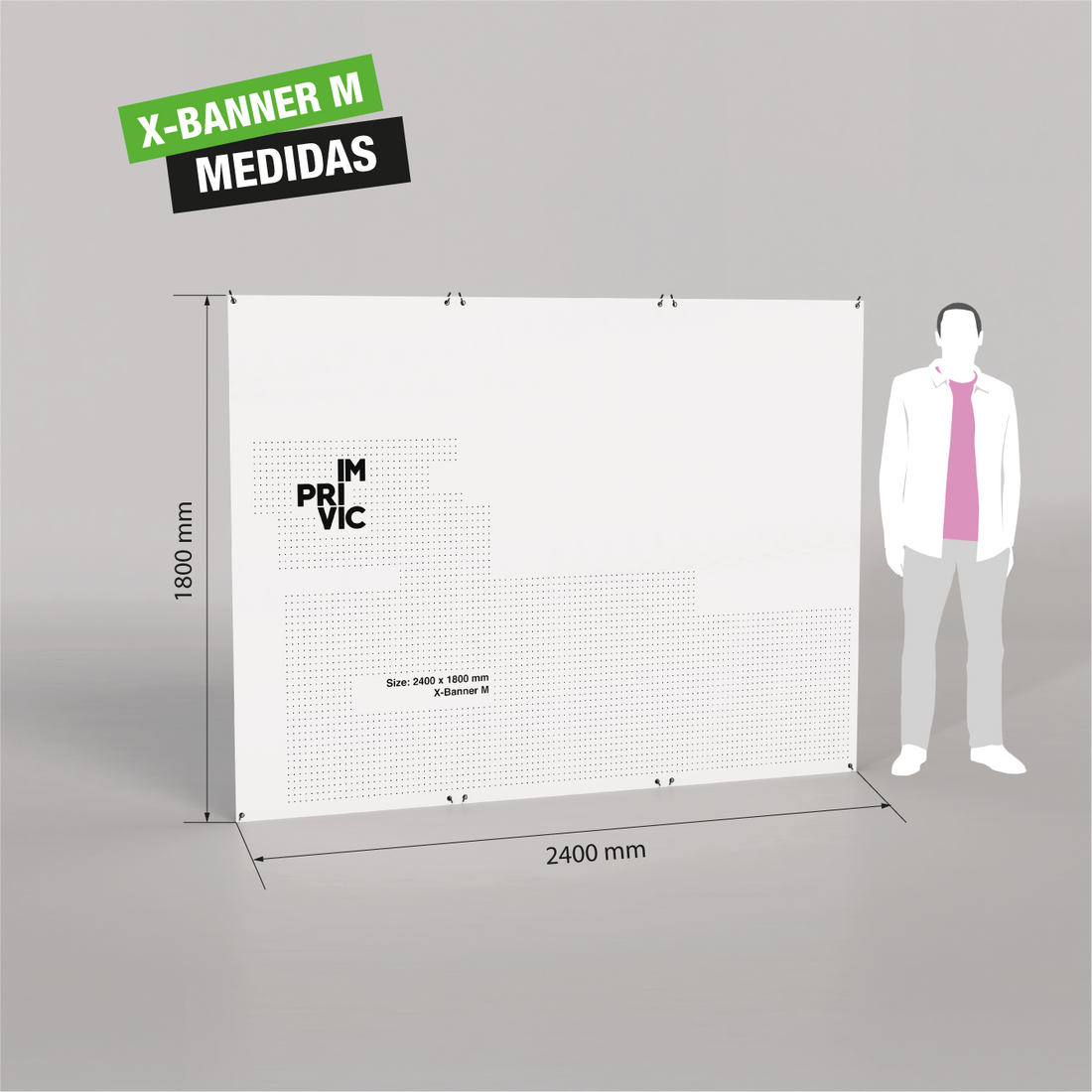 Expositor publicitario tipo X-Banner, tamaño M.