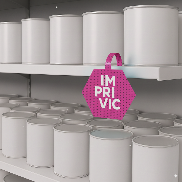 Stopper hexagonal para PLV, vista superior, ideal para señalización promocional.