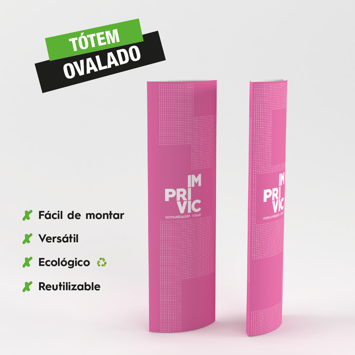 Tótem ovalado para publicidad en punto de venta
