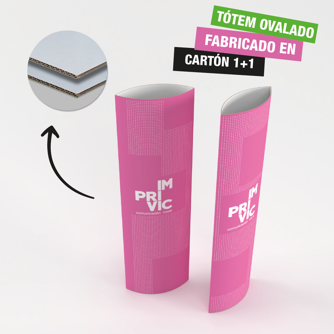 Tótem ovalado para publicidad en punto de venta