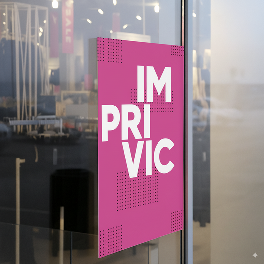 Lona y vinilo microperforado cubriendo la fachada y el escaparate de un comercio