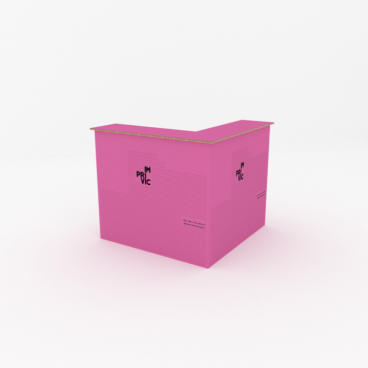 Mostrador de cartón nido de abeja resistente y ecológico.