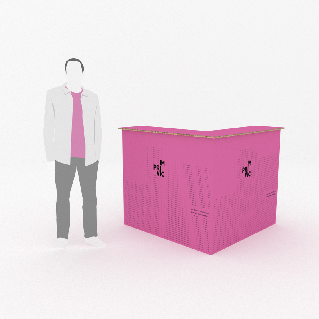 Mostrador de cartón nido de abeja resistente y ecológico.