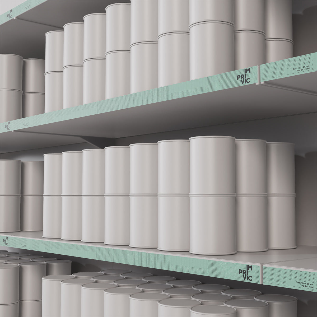 Tira lineal de PLV con publicidad impresa, fácil de colocar en estanterías para destacar productos.