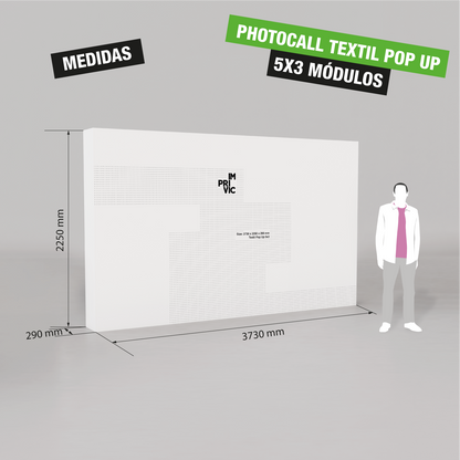 Photocall textil Pop Up en módulos, ideal para eventos.