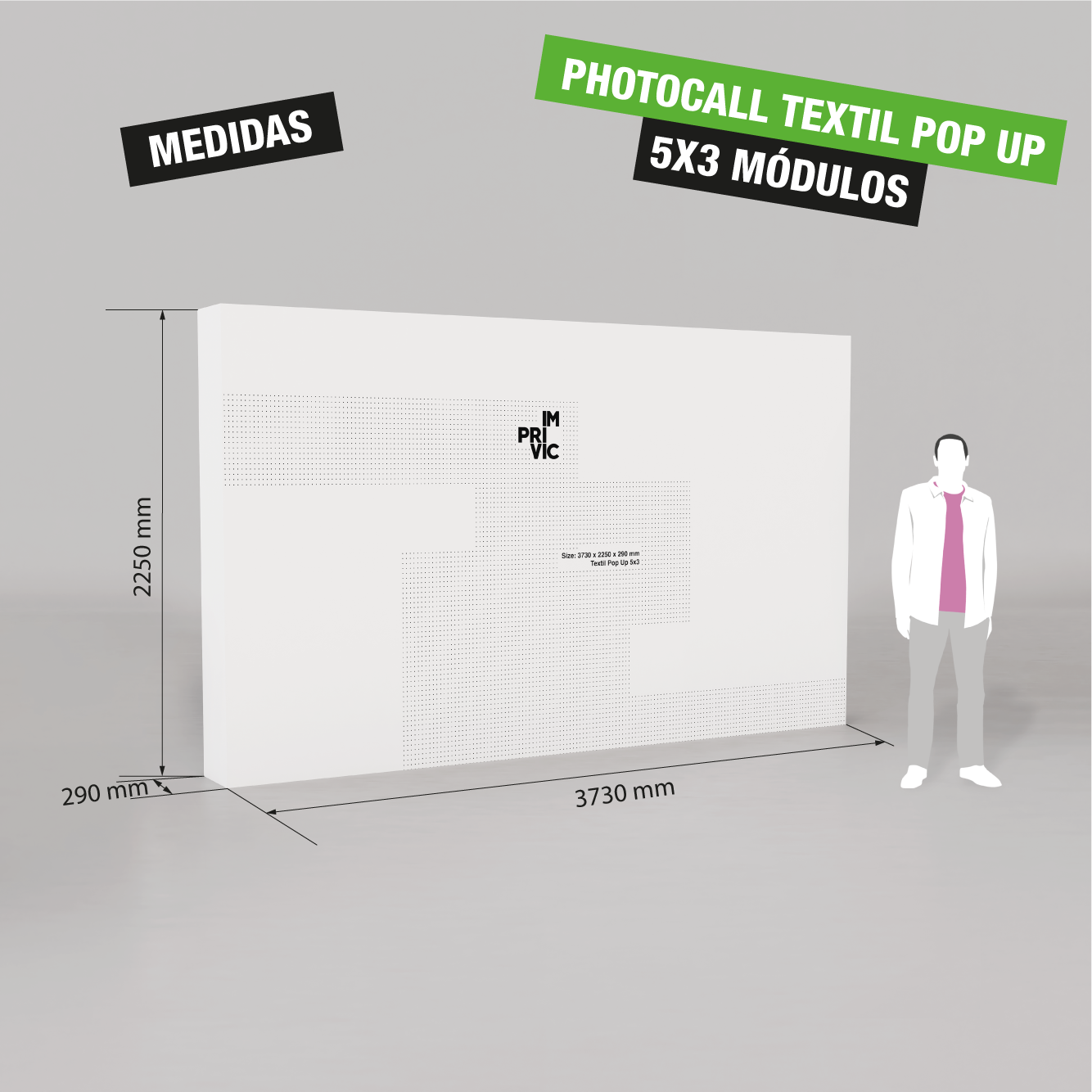 Photocall Textil Pop Up personalizable 5x3 Módulos.