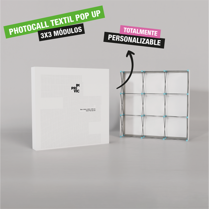 Photocall textil Pop Up en módulos, ideal para eventos. Impresión personalizable