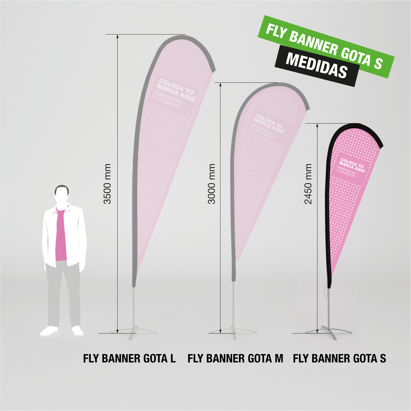 Fly Banner tipo gota tamaño S para publicidad exterior.