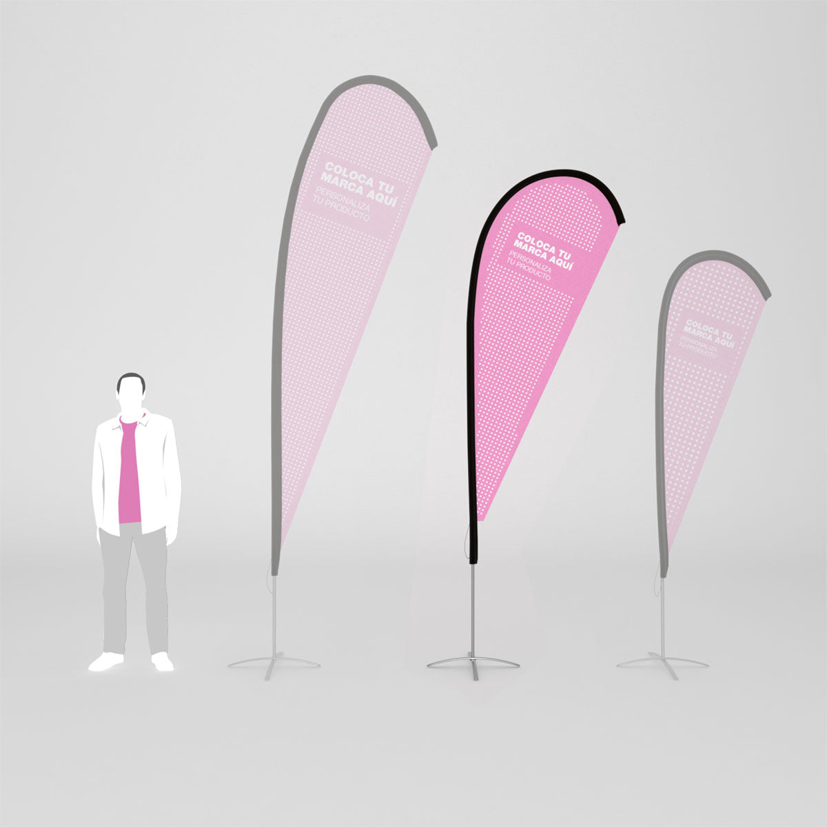 Banderola tipo fly banner con forma de gota, tamaño M.