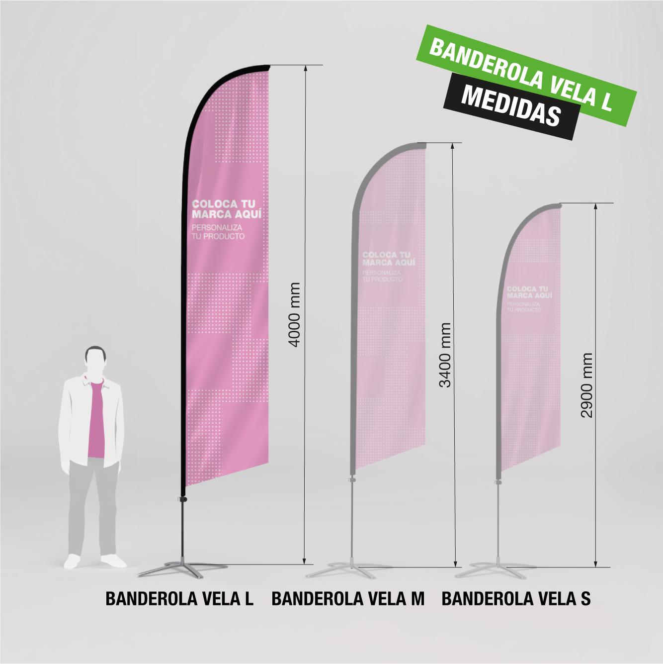 Fly Banner tipo vela para publicidad exterior tamaño L.