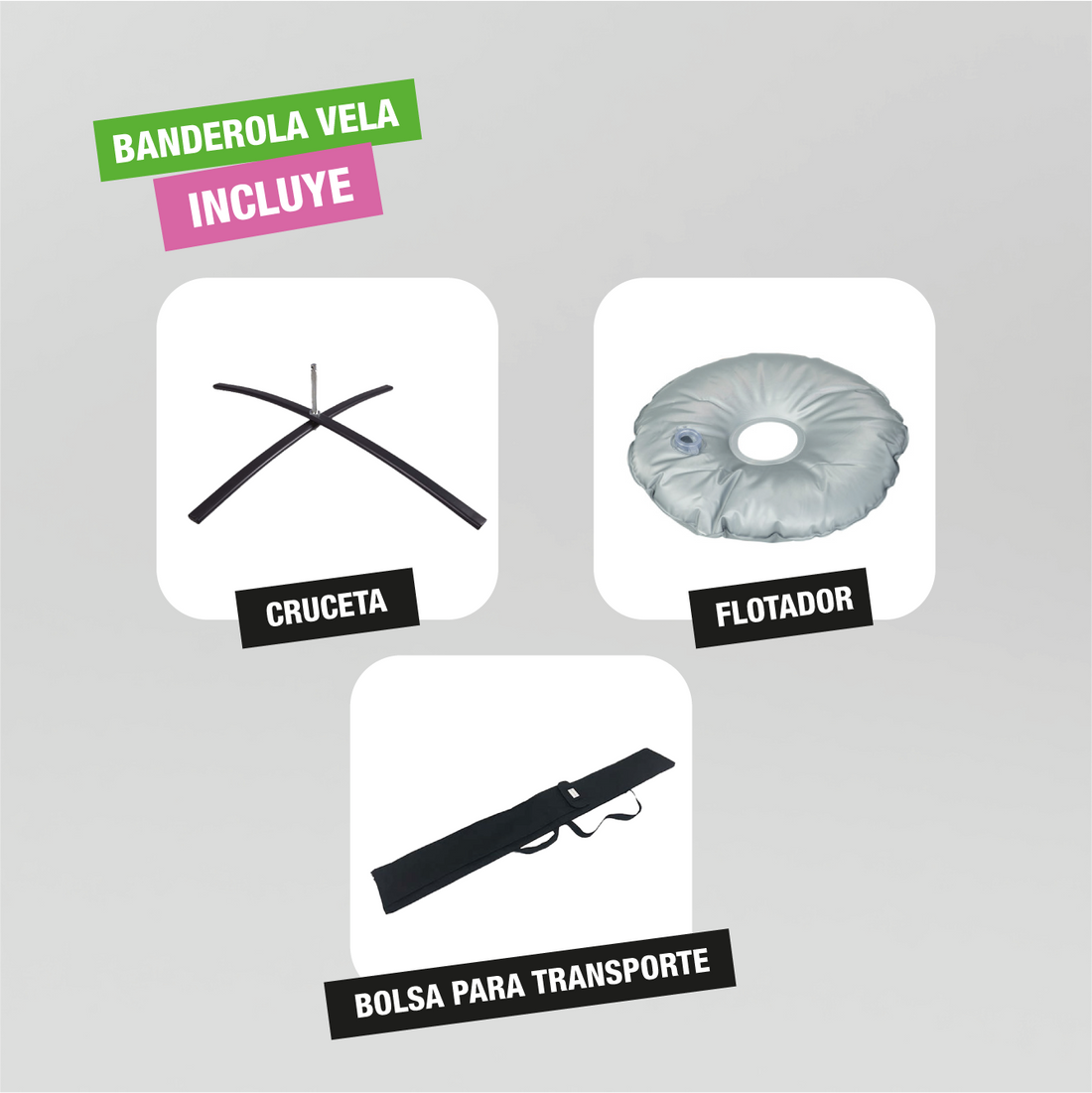 Banderola vela L: cruceta, flotador y bolsa - Imprivic