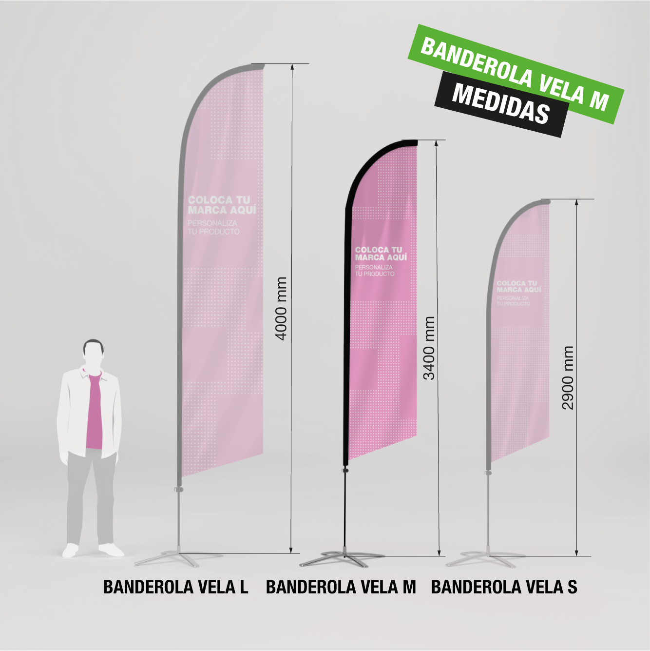 Fly Banner tipo vela para publicidad exterior tamaño M.