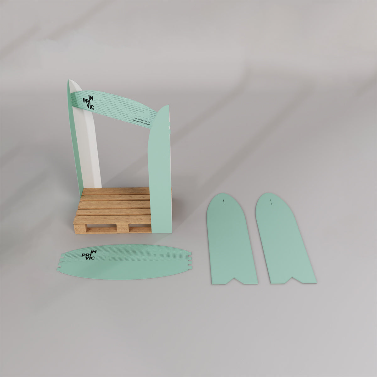 Corner expositivo para palet con cartela superior personalizada.