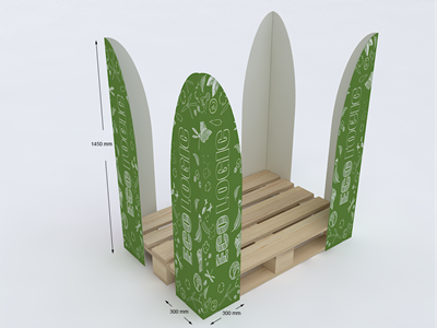 Corner expositivo ecológico para palets en punto de venta.