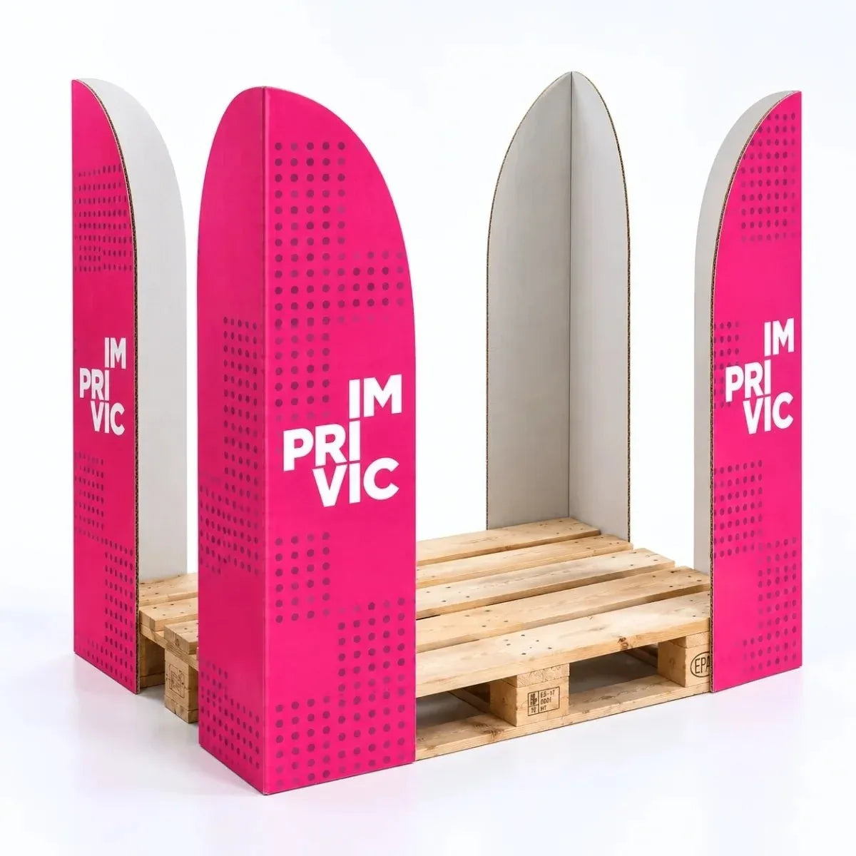 Corners de cartón impresos personalizados de color rosa para decorar las esquinas de un pallet