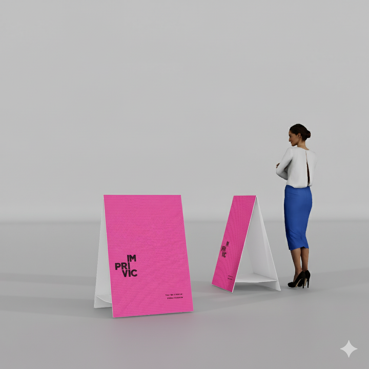 Display caballete para PLV, ideal para señalización y promociones.