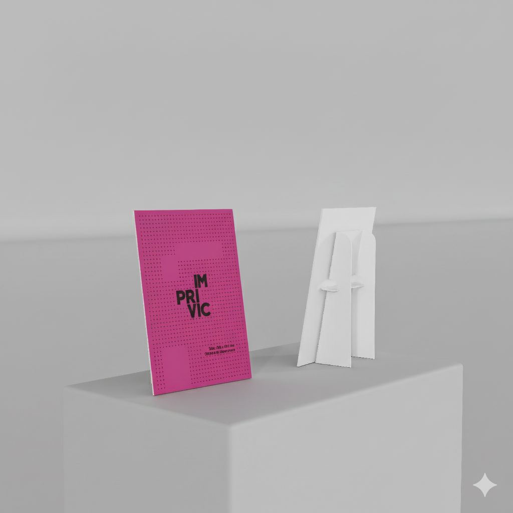 Expositor de mesa publicitario, diseño compacto y funcional para puntos de venta.