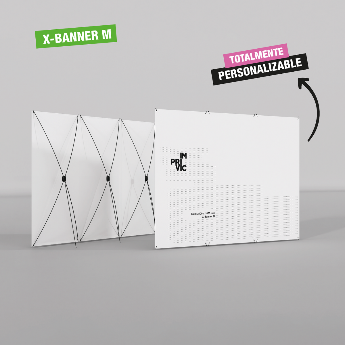 Expositor publicitario totalmente personalizable  tipo X-Banner, tamaño M.