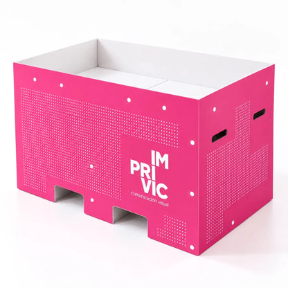 Mesa promocional On Box de cartón impreso con asas