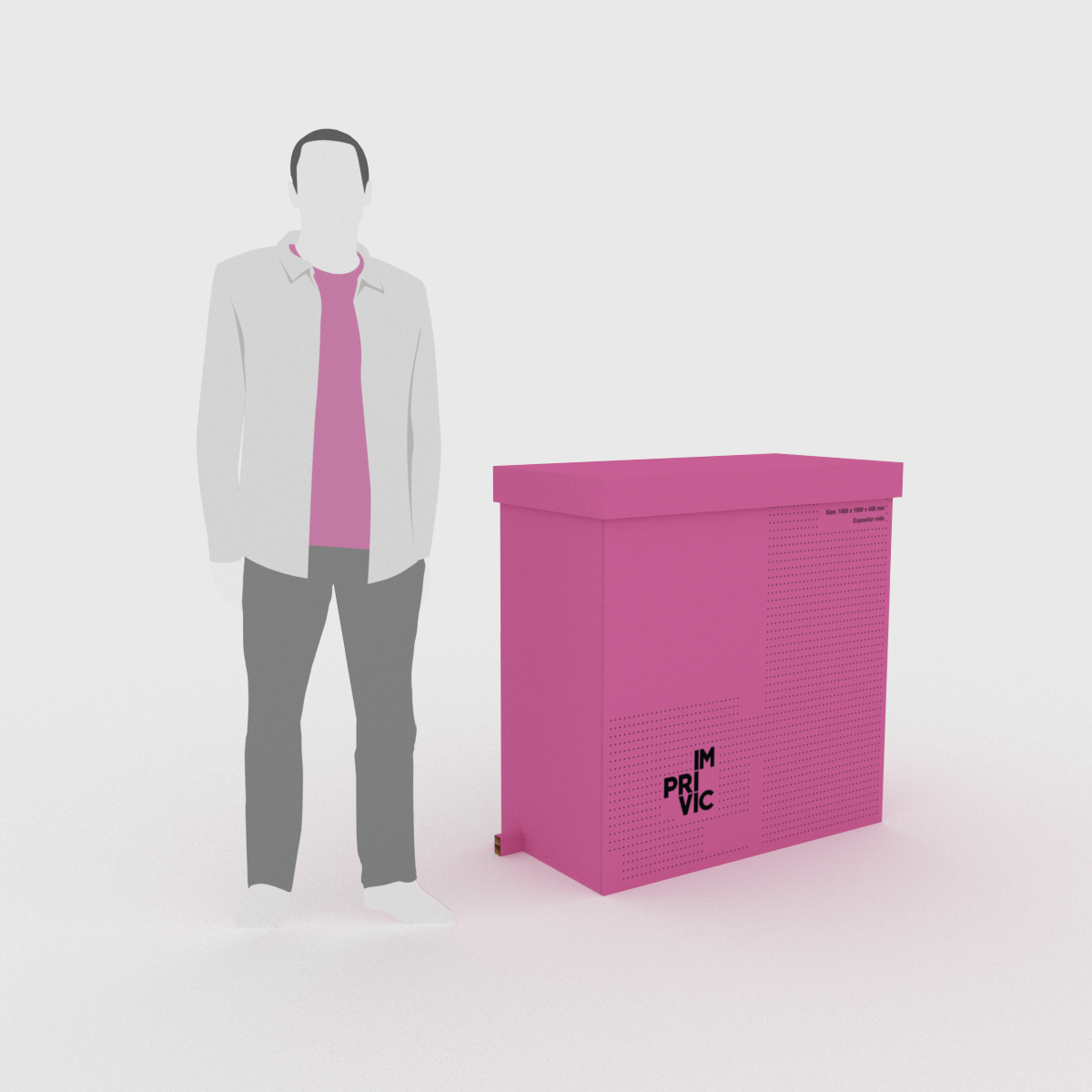 Mostrador ligero, resistente y 100% reciclable, fabricado en cartón nido de abeja. Fácil de montar