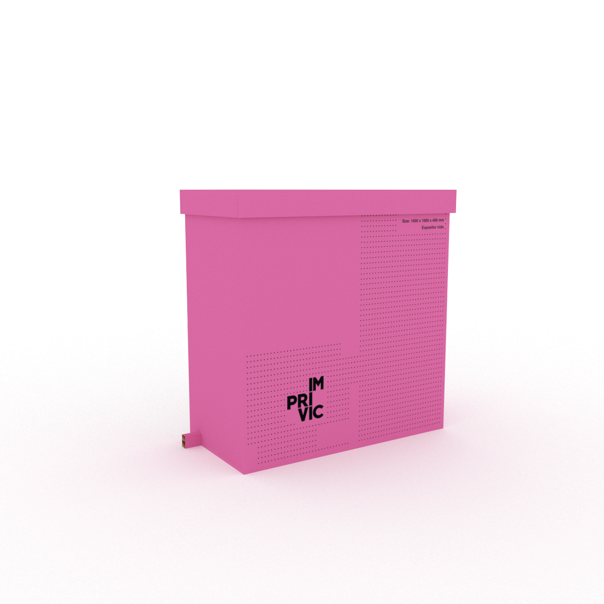 Mostrador ligero, resistente y 100% reciclable, fabricado en cartón nido de abeja. Fácil de montar y transportar. Ideal para ferias, pop-ups y eventos sostenibles.