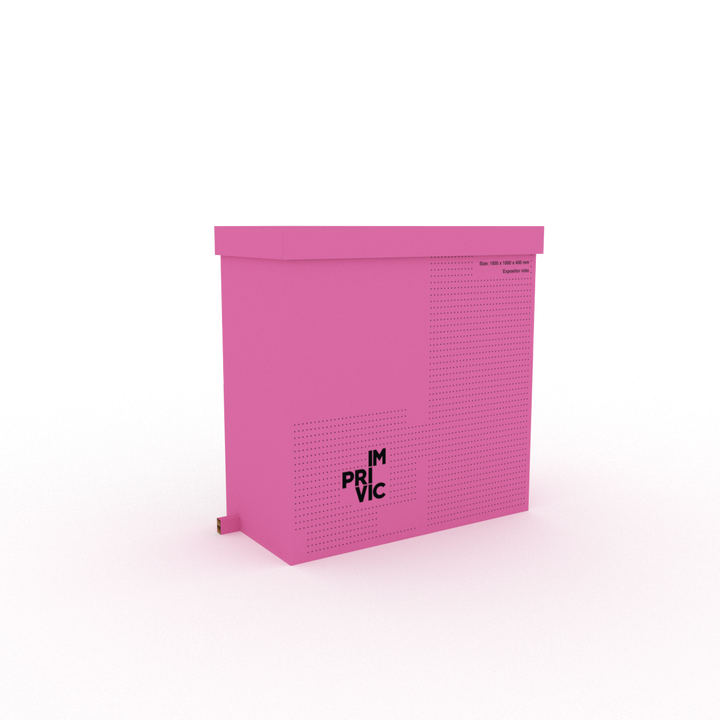 Mostrador ligero, resistente y 100% reciclable, fabricado en cartón nido de abeja. Fácil de montar y transportar. Ideal para ferias, pop-ups y eventos sostenibles.