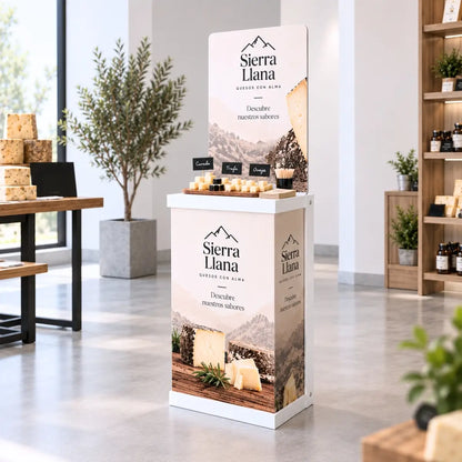 Mostrador promocional Standbox publicitario para degustaciones en tienda