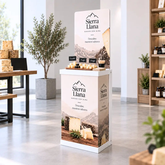 Mostrador promocional Standbox publicitario para degustaciones en tienda