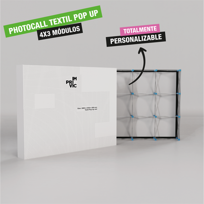 Photocall textil Pop Up en módulos, totalmente personalizable, ideal para eventos.