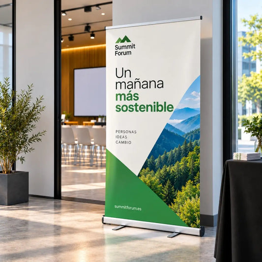 Roll up 100x200 cm publicitario en el hall de un congreso