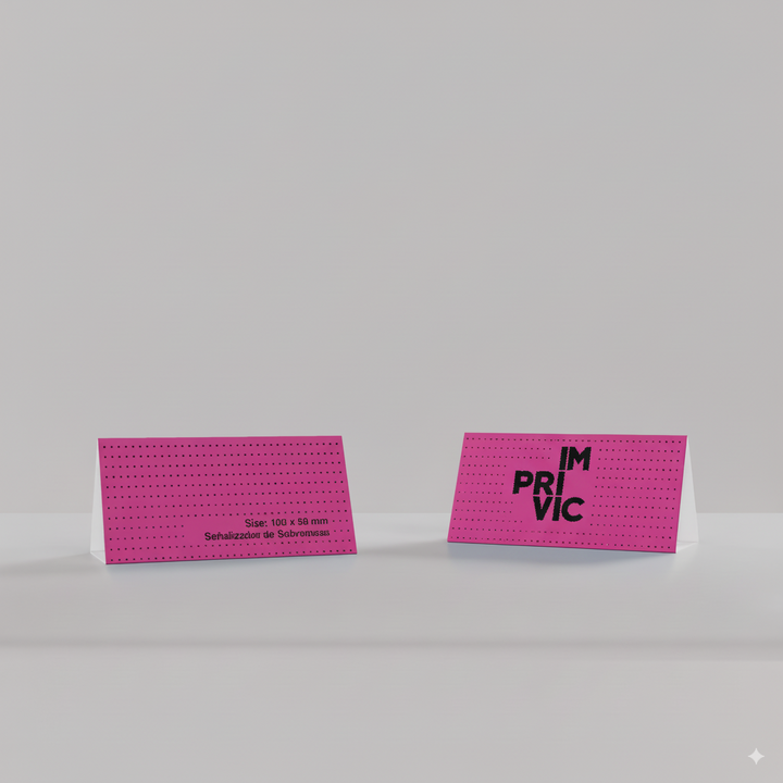 Señalizador publicitario de sobremesa, perfecto para promociones y señalética.