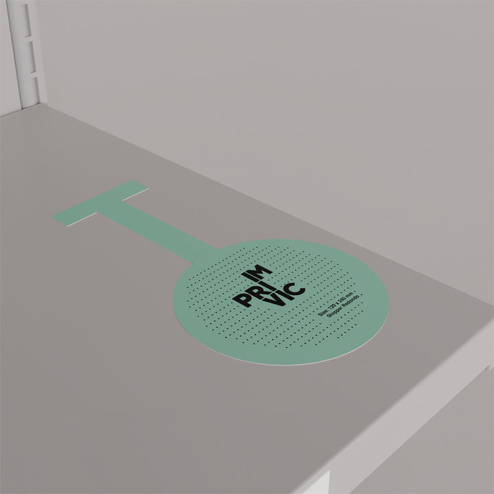 Stopper publicitario con diseño circular, perfecto para destacar productos y ofertas en PLV.