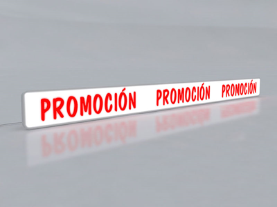 Stopper publicitario iluminado, ideal para señalización en puntos de venta.