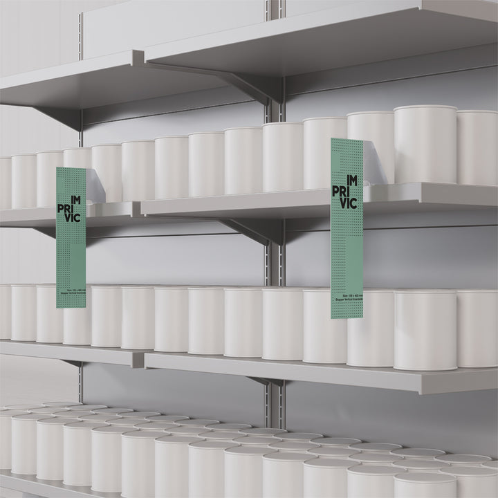 Stopper publicitario magnético, fácil de colocar y perfecto para señalización en retail.