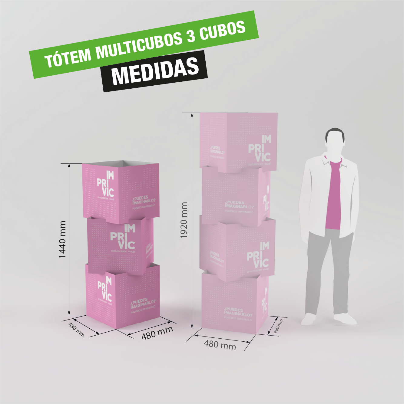 Tótem multicubos de 3 cubos personalizado - Imprivic