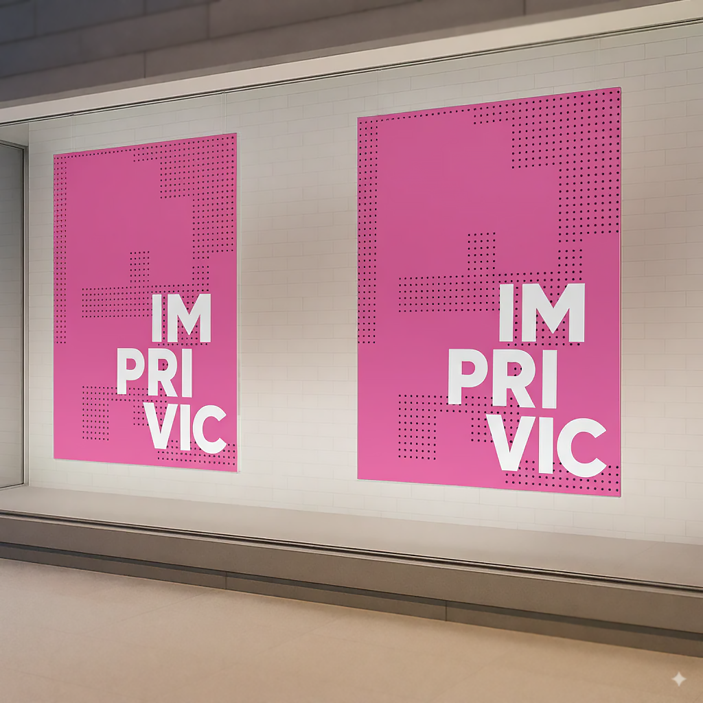 Vinilo adhesivo promocional para escaparates de negocios.