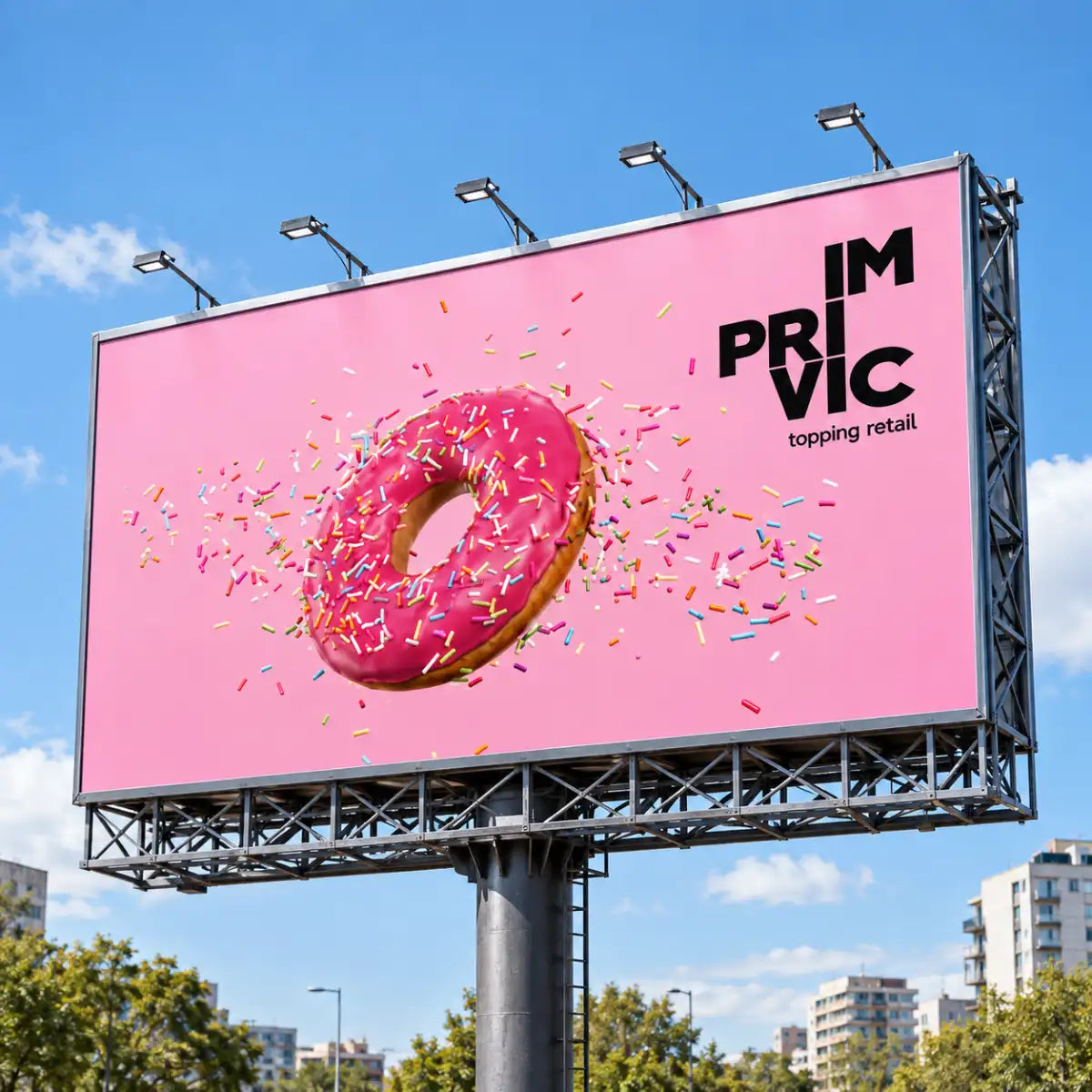 Valla publicitaria con vinilo polimérico impreso